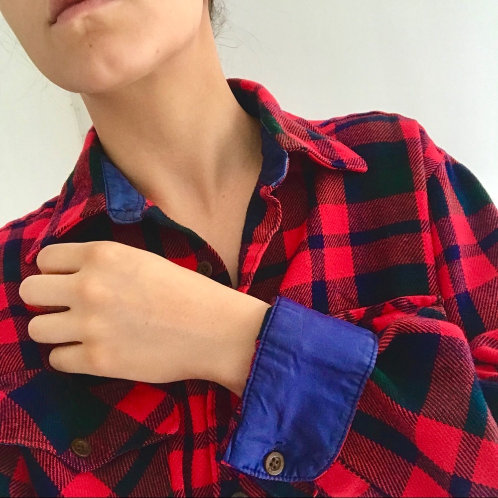 ❄️ VIRGIN ACRYLIC PLAID BUTTON DOWN SHIRT - Picture 4 of 7